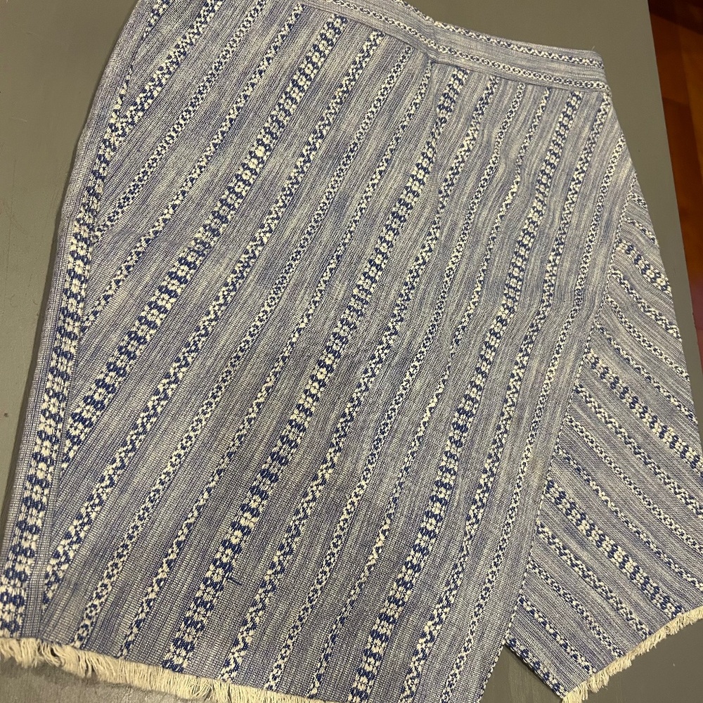 Loft Blue Woven Pencil Skirt